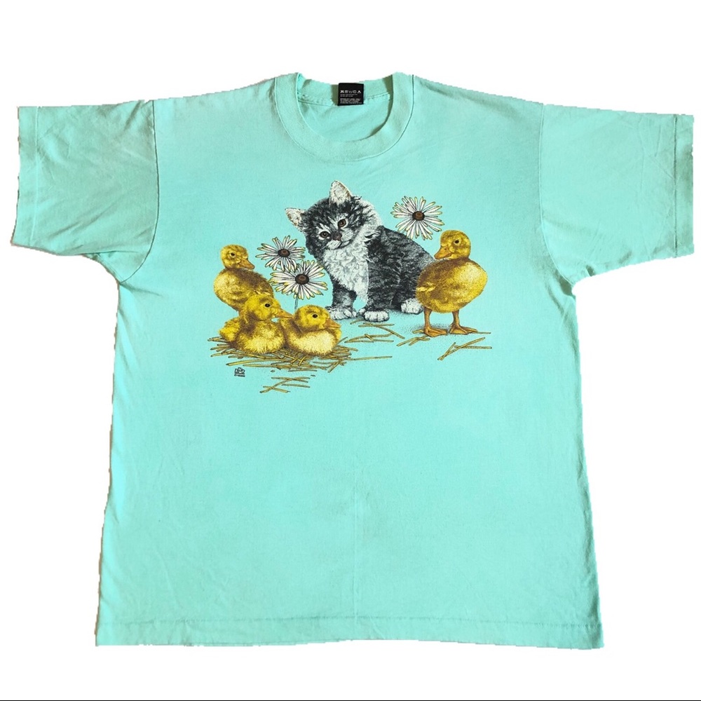 Screen Stars Best Mint Cat Print Shirt